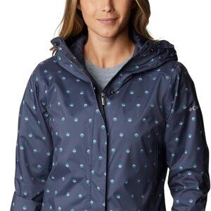 Columbia Sports Splash A Little II Jacket Women's Blue Polka Dot Full Zip Hooded